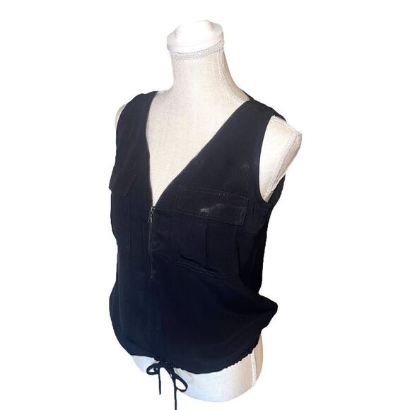 Trina Turk Black Sleeveless V Neck Zipper Top Size Small - Picture 8 of 14